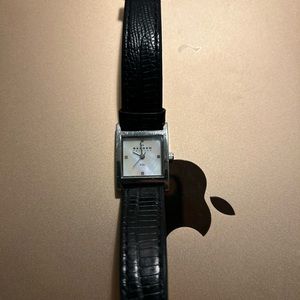 Black Leather Women's Watch